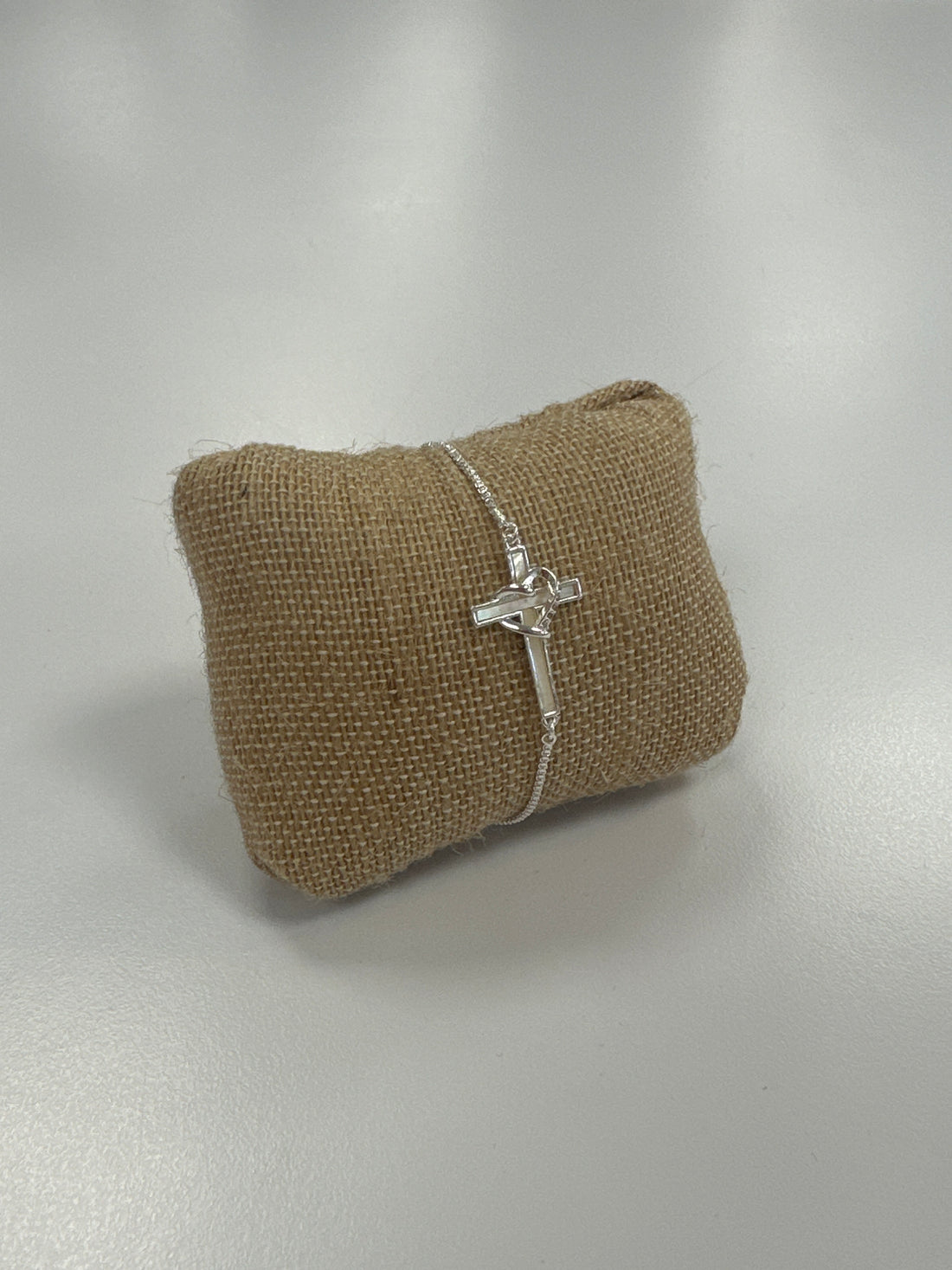 Silver Cross Heart Bracelet