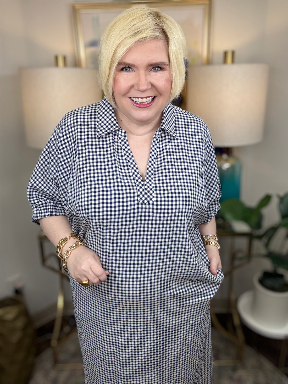 Clockwork Curvy Dress-Navy - The Shoppes at Coldwater