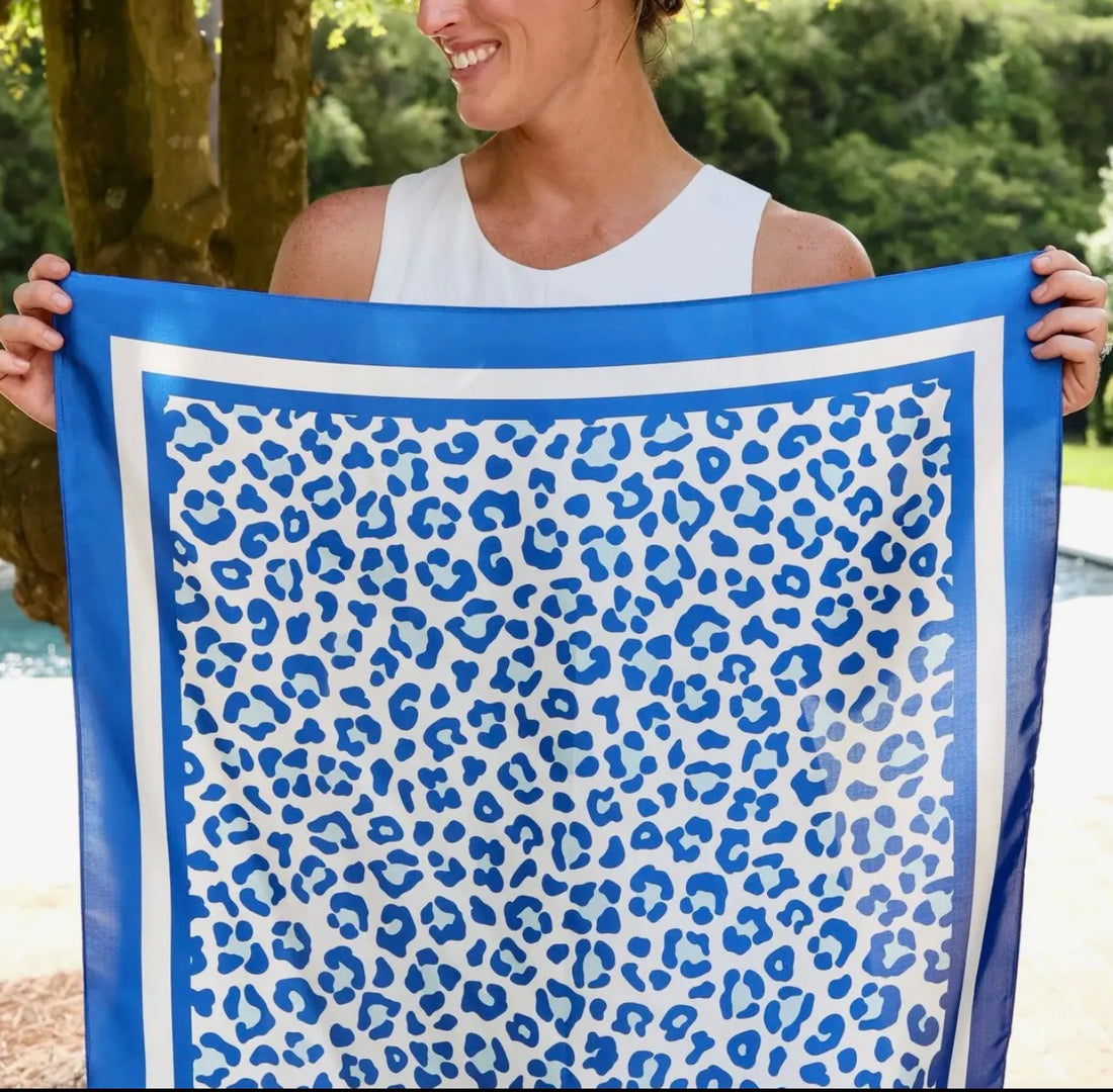Caroline Hill | Meredith Spotted Scarf-Blue/White