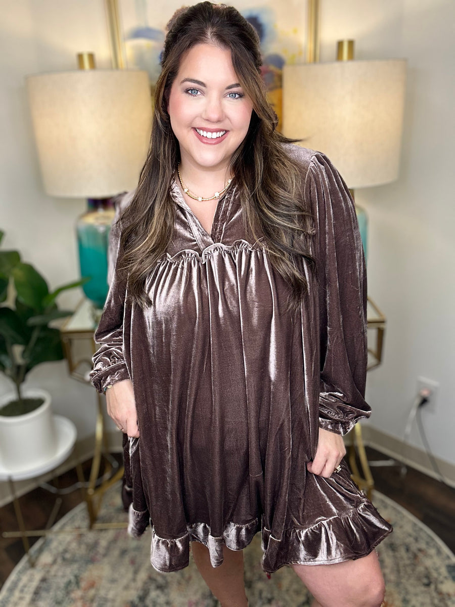 Mocha Sheen Curvy Dress