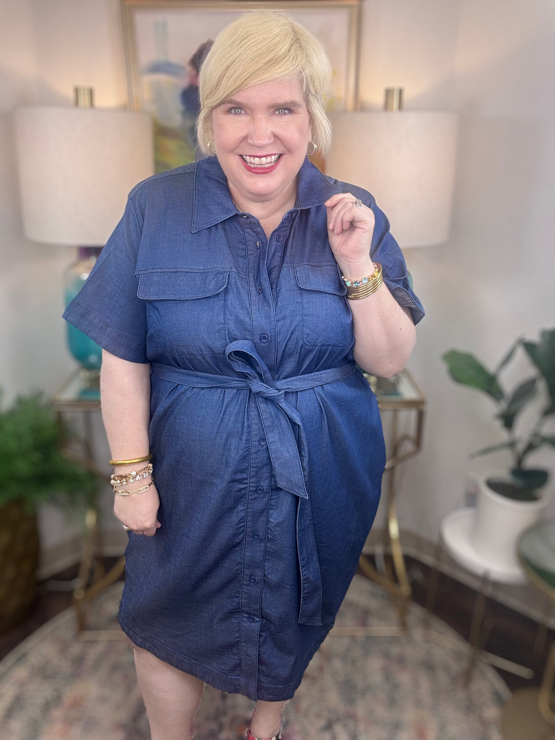Universal Standard | Perfect Tencel Chambray Short Sleeve
Shirtdress - Midnight Blue