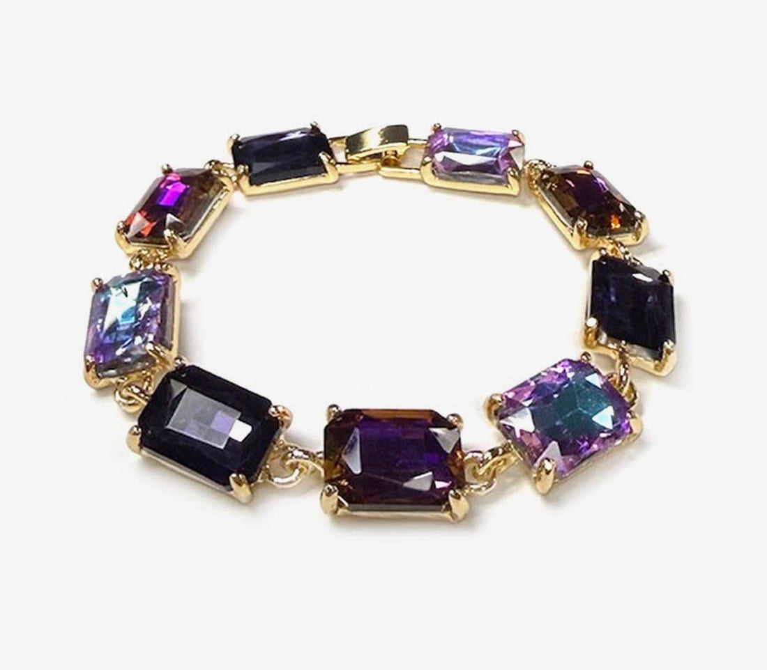 Emerald Cut Linked Bracelet-7 Colors!