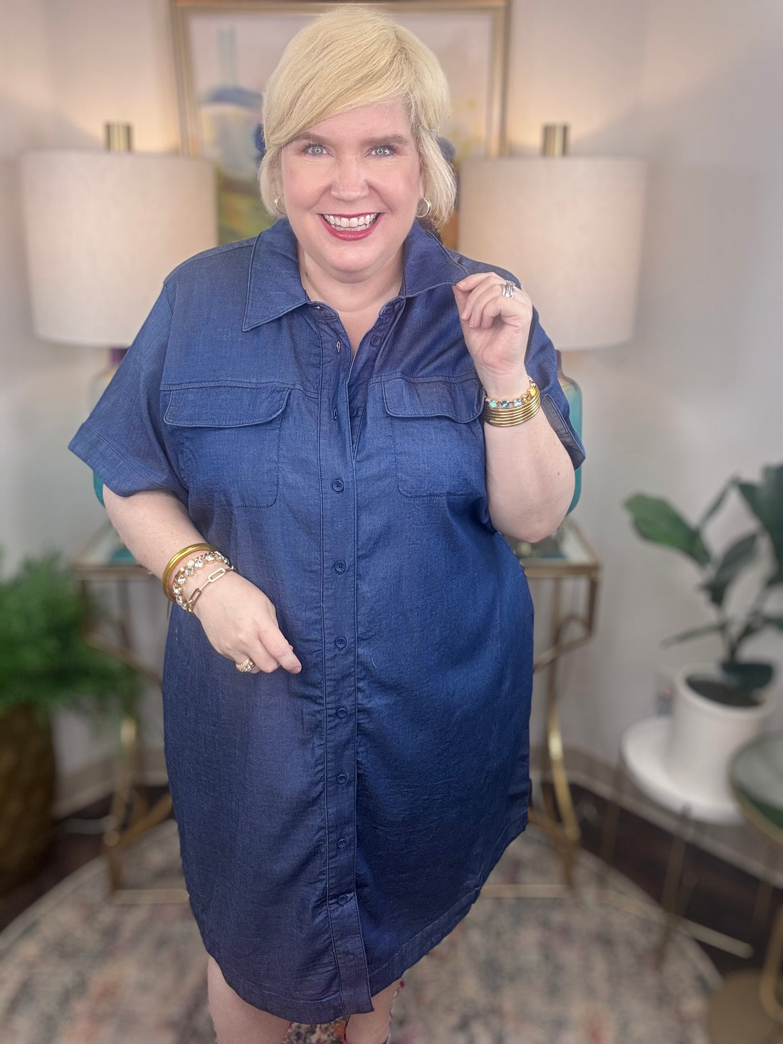 Universal Standard | Perfect Tencel Chambray Short Sleeve
Shirtdress - Midnight Blue