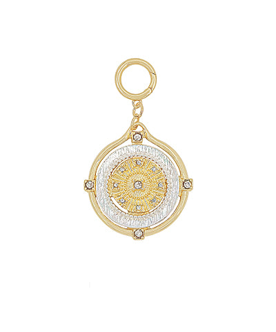 Two Tone Coin Charm Pendant