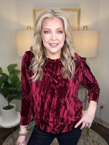 Cordilee Crinkle Velour Top