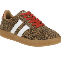 Corky's Heads Up Sneaker in mini leopard print with two side stripes