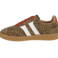 Corky's Heads Up Sneaker in mini leopard print with two side stripes