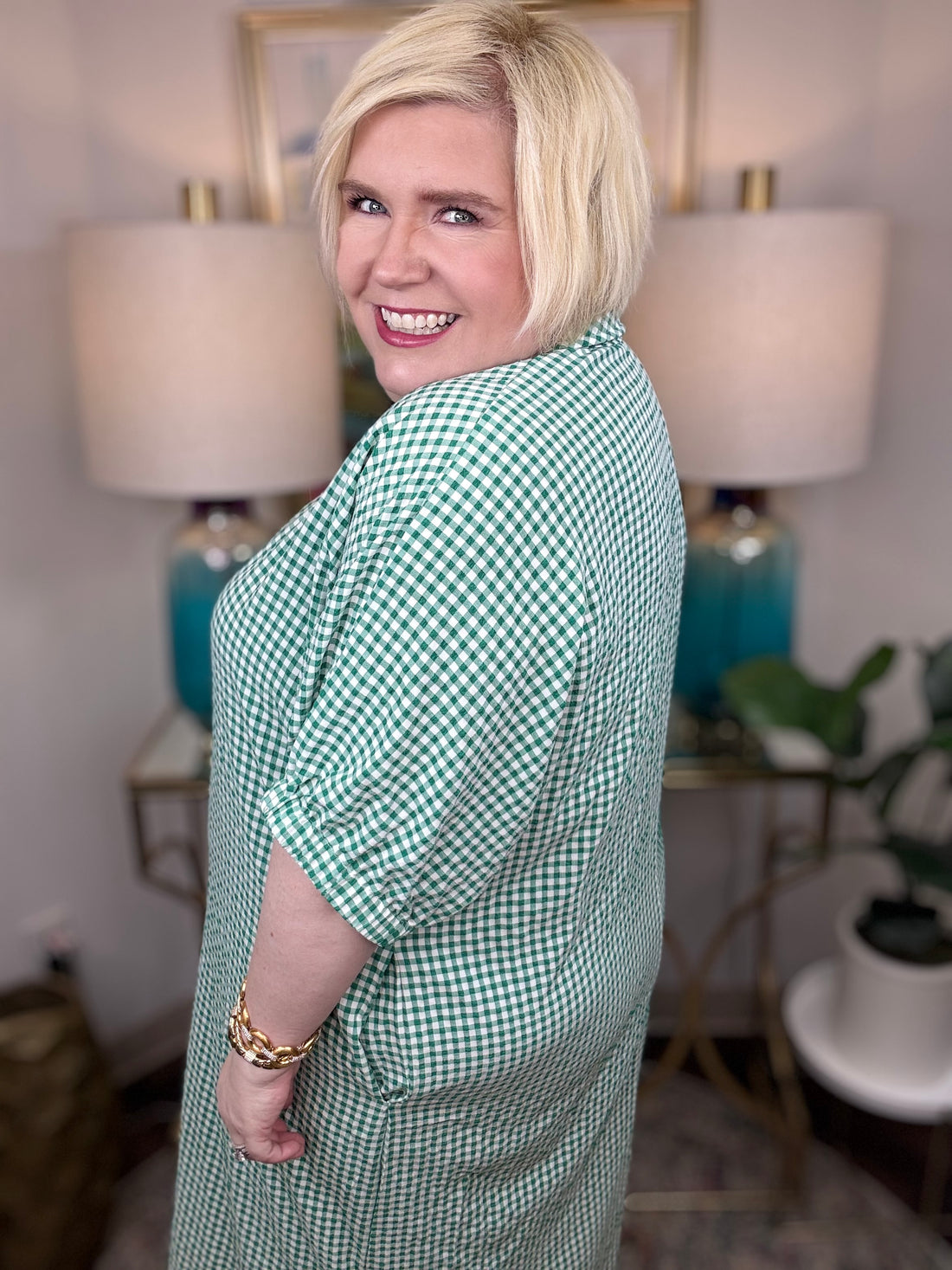 Clockwork Curvy Dress-Green - The Shoppes at Coldwater