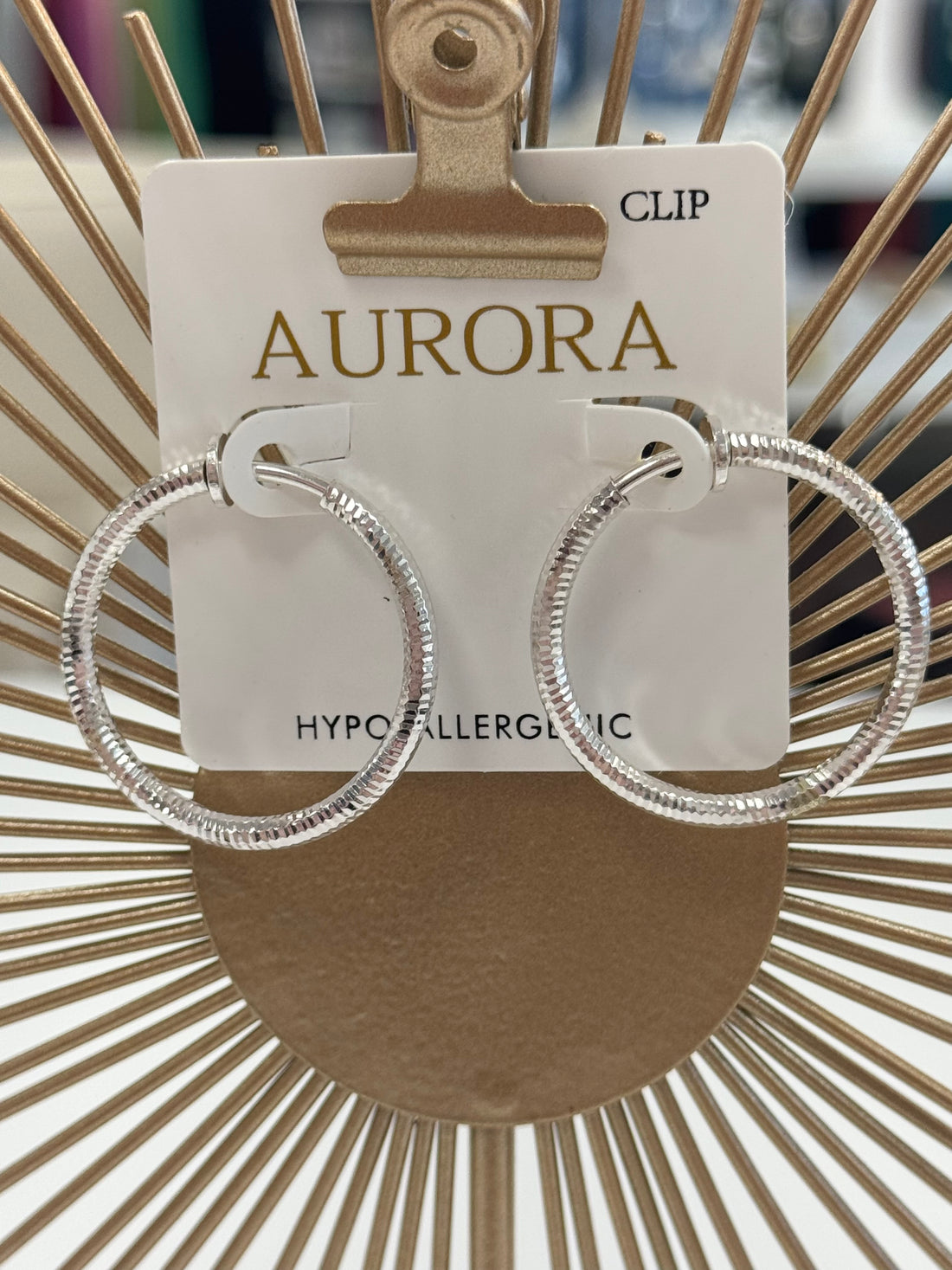 Textured Hoop Clip On Earrings