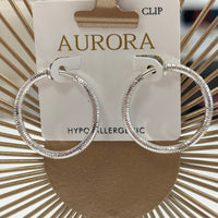 Textured Hoop Clip On Earrings