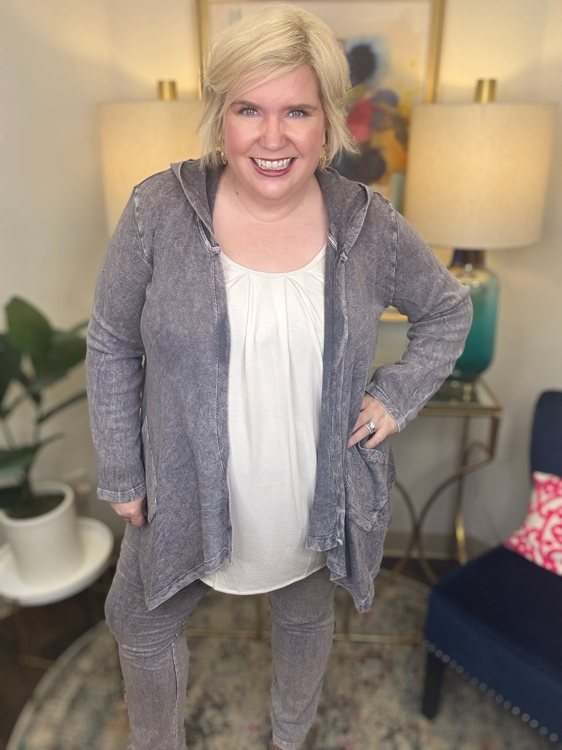 Jess & Jane Cascade of Feelings Cardi-Faded Silver