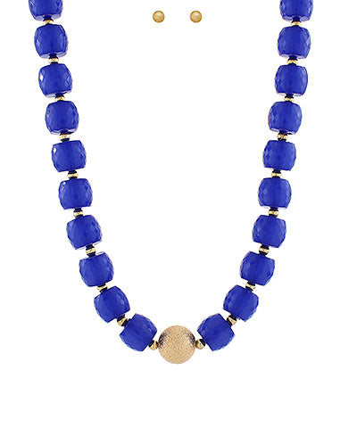 Faceted Beaded Necklace-3 Colors