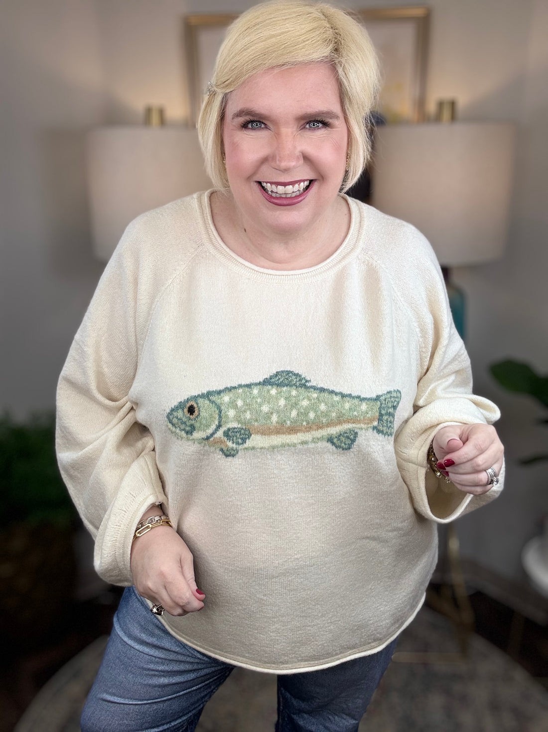 Fishing For Compliments Curvy Sweater