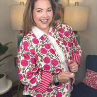 Quilted Jacket-Pink Floral