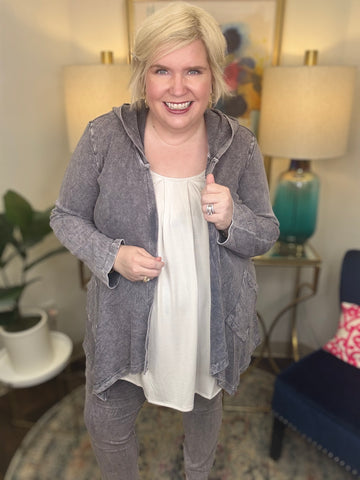 Jess & Jane Cascade of Feelings Cardi-Faded Silver