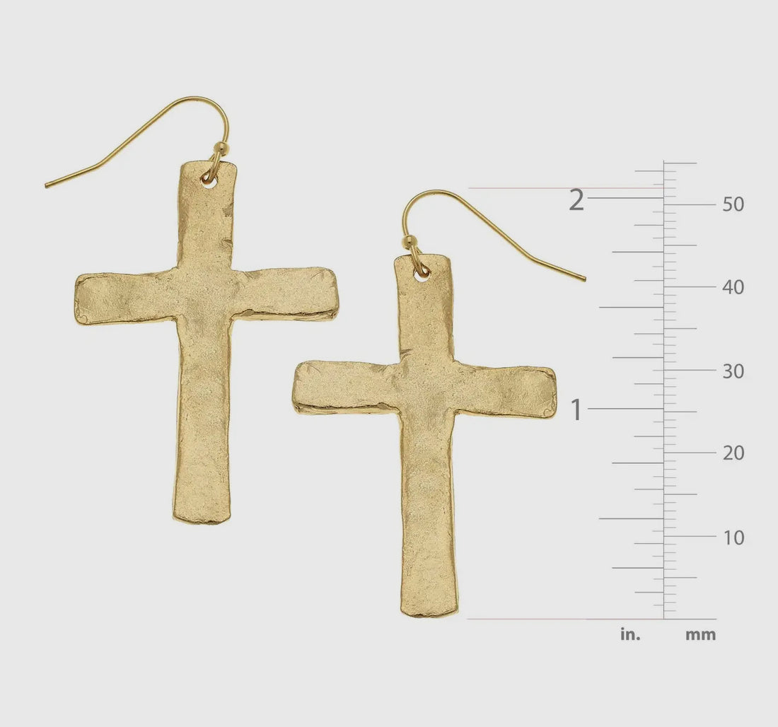 Susan Shaw | Gold Cross Earrings
