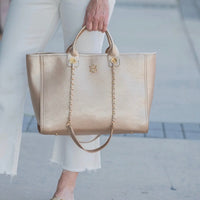 Caroline Hill | Missy Tote-Woven Gold