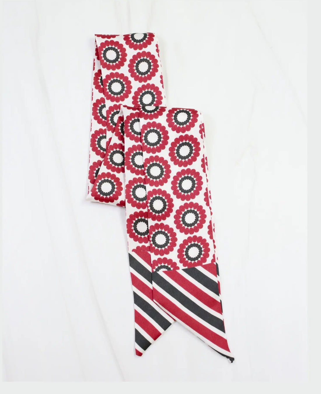 Caroline Hill | Lucy Floral Skinny Scarf-Garnet/Black