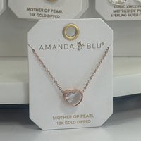 Rose Gold Heart Mother of Pearl Necklace