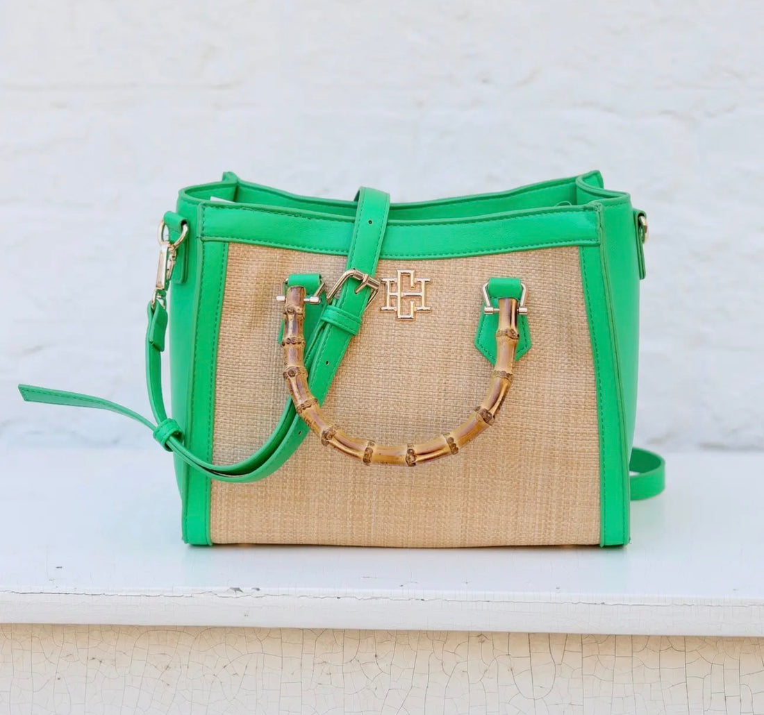Caroline Hill | Kennedy Tote-Natural Kelly Green