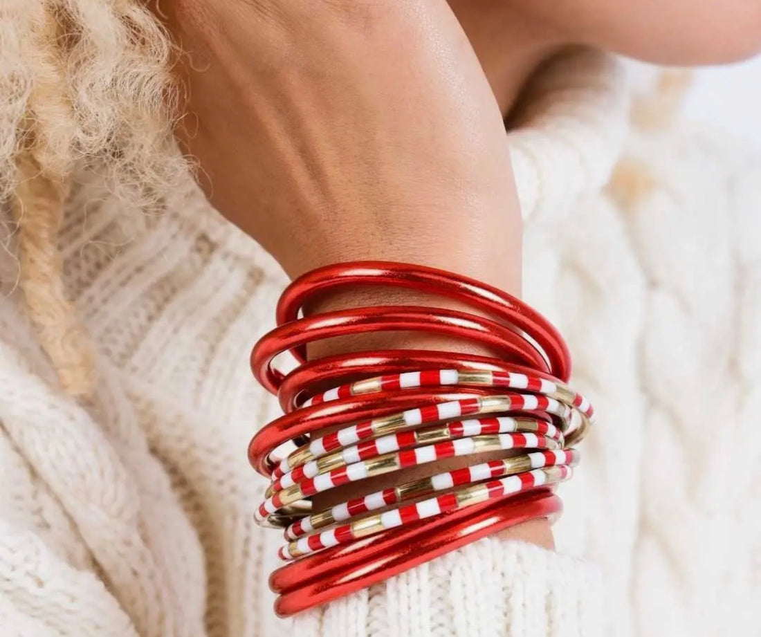 BuDhaGirl | Crimson All Weather Bangles® (Set of 3) - Serenity Prayer