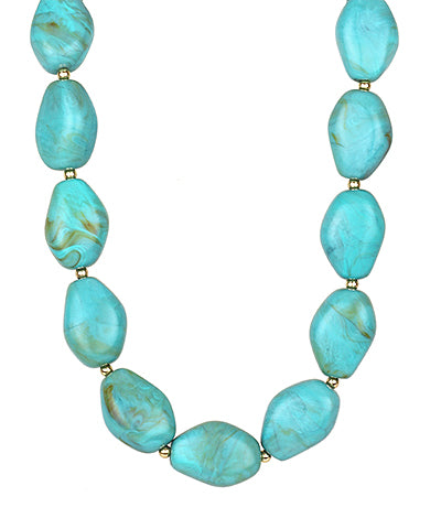 Natural Look Stone Necklace-Turquoise