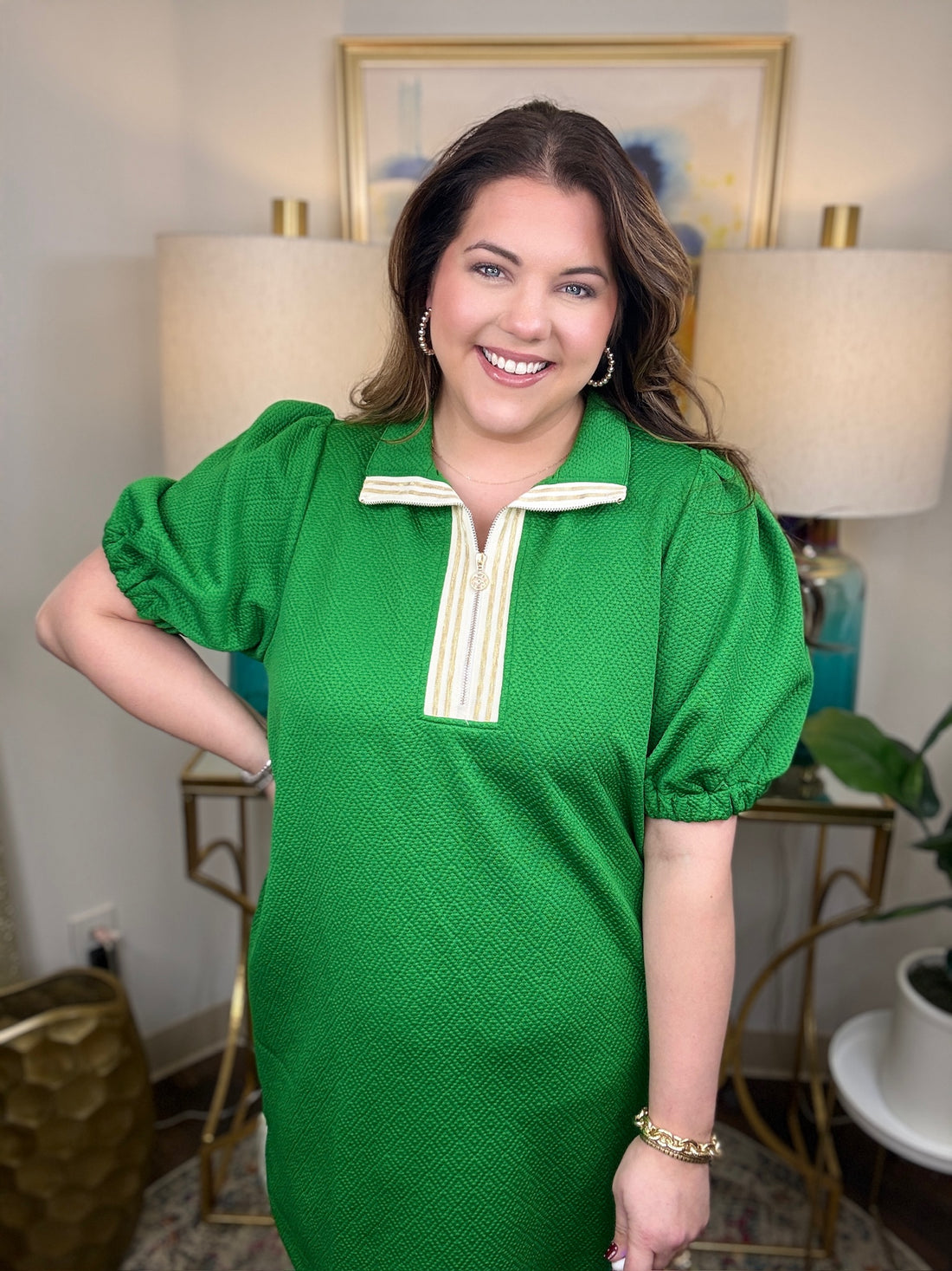 Mary Square Andie Dress-Green