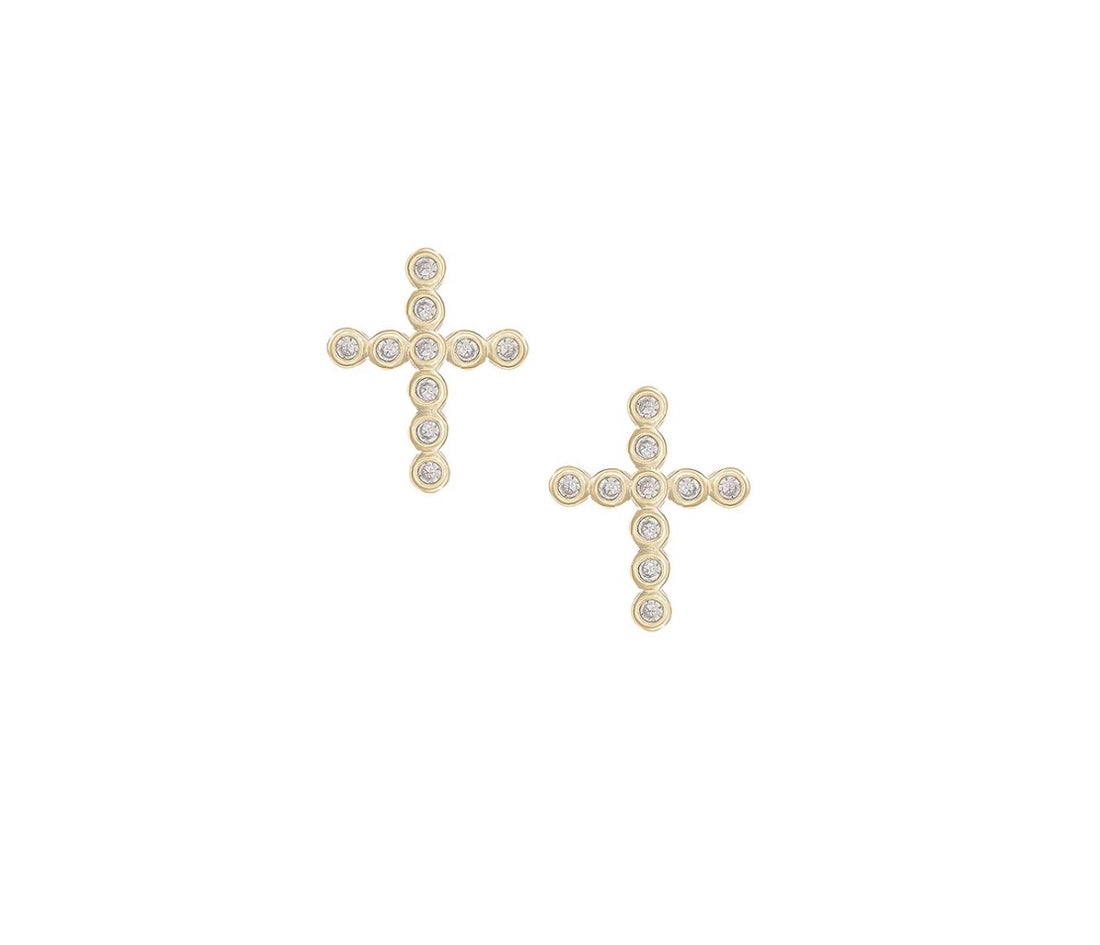 Natalie Wood | Legacy Cross Stud Earrings-Gold