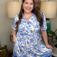 Mary Square Eloise Dress-Porcelain Vines