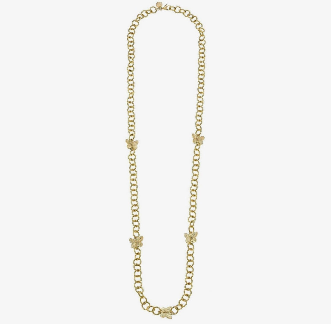 Susan Shaw long linked butterfly necklace