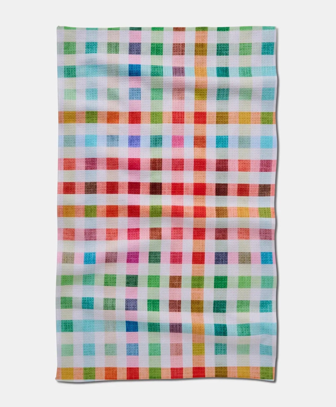 Colorful checkered towel on a white background