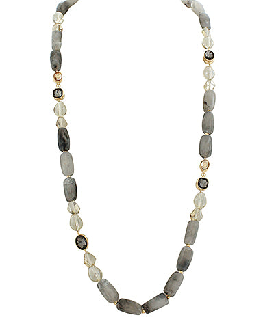 Long Beaded and Crystal Necklace-2 Colors - The Shoppes at Coldwater