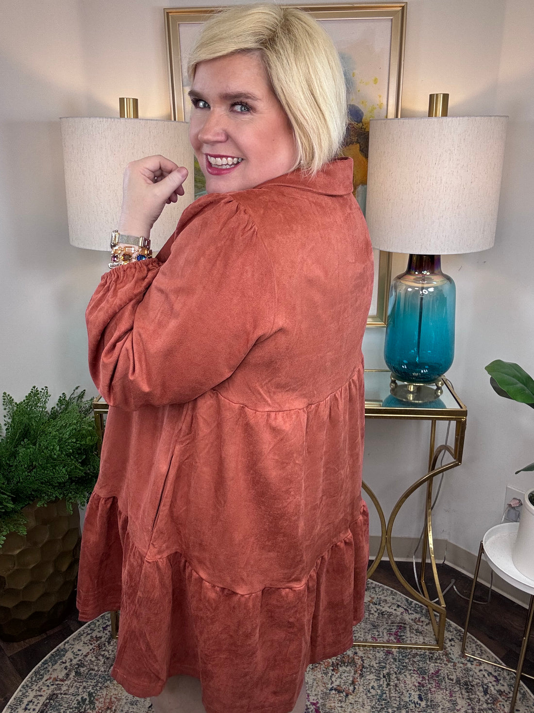 Rust suede women&