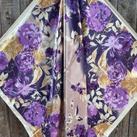 Purple & Cream Floral Wild Rag Scarf