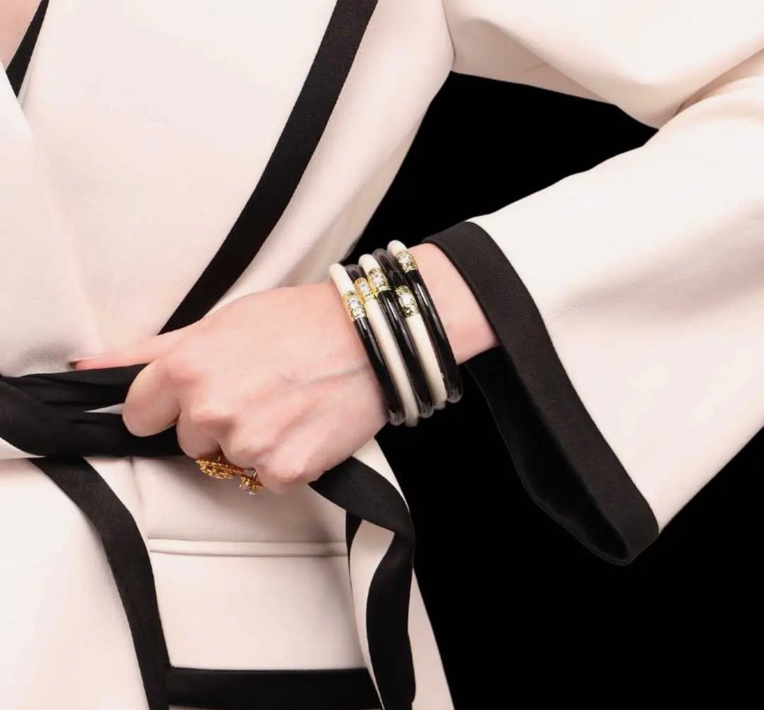 BuDhaGirl | Black/Ivory Yin & Yang All Weather
Bangles® (Awb®)