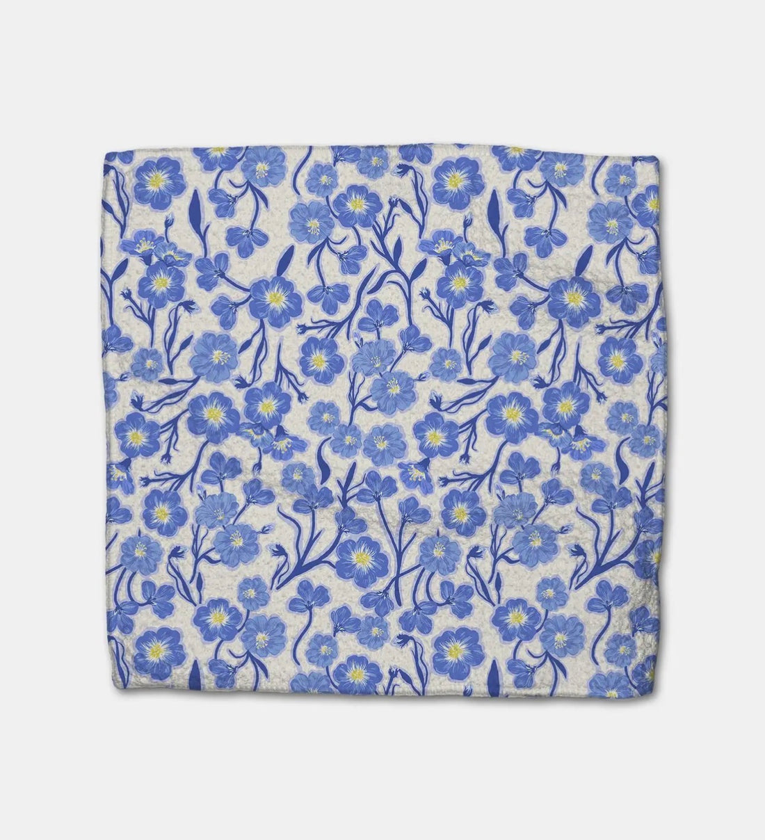 White Dish Cloth with blue floral pattern