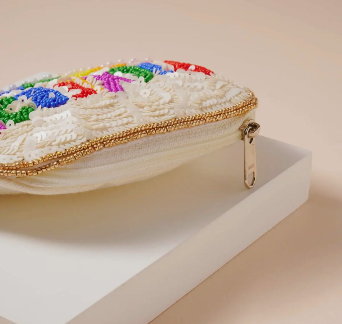 Pickleball Beaded Coin Pouch