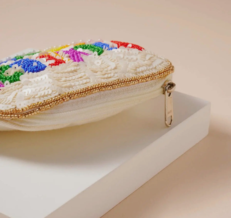 Pickleball Beaded Coin Pouch