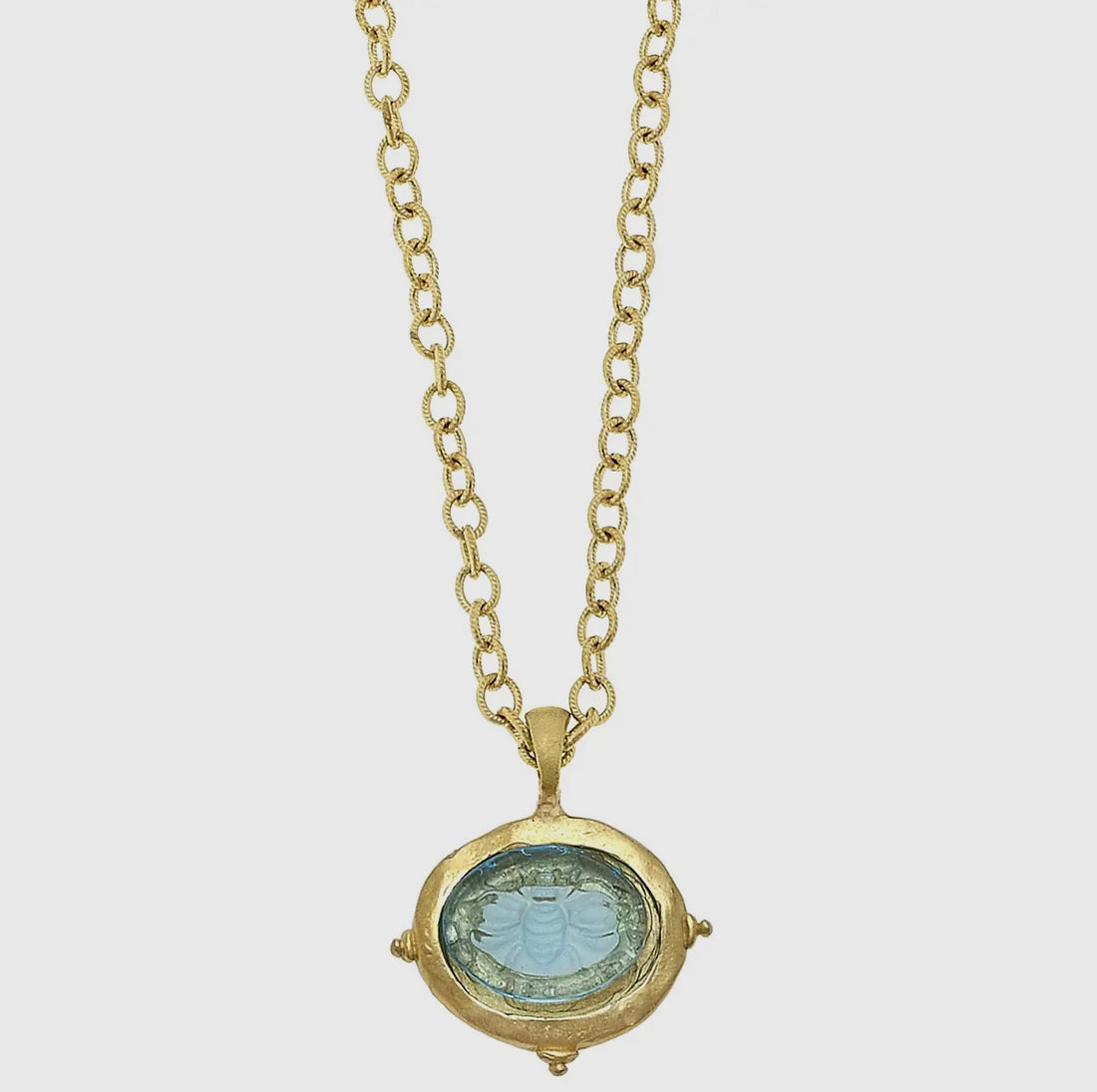 Susan Shaw | Aqua Venetian Glass Bee Itaglio Necklace