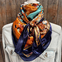 Blue & Brown Floral Wild Rag Scarf