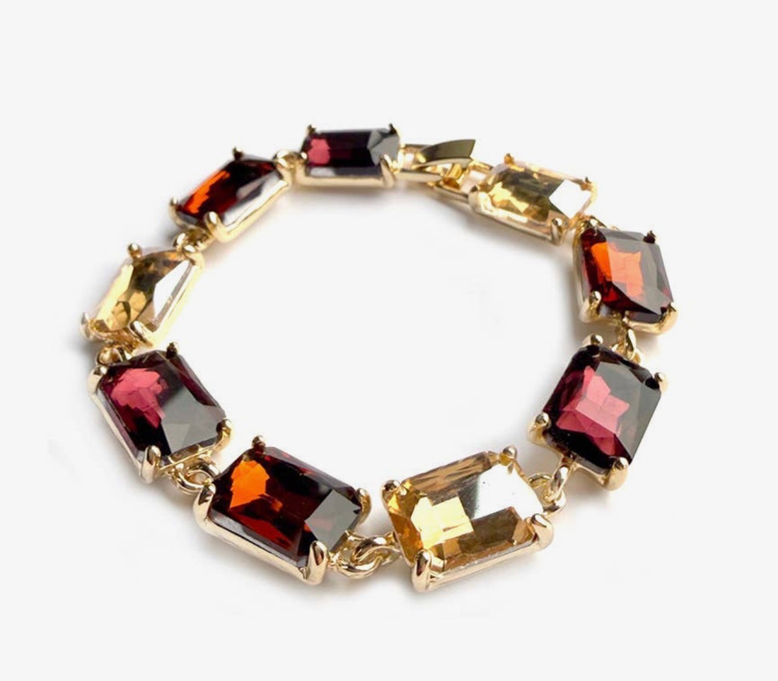 Emerald Cut Linked Bracelet-7 Colors!