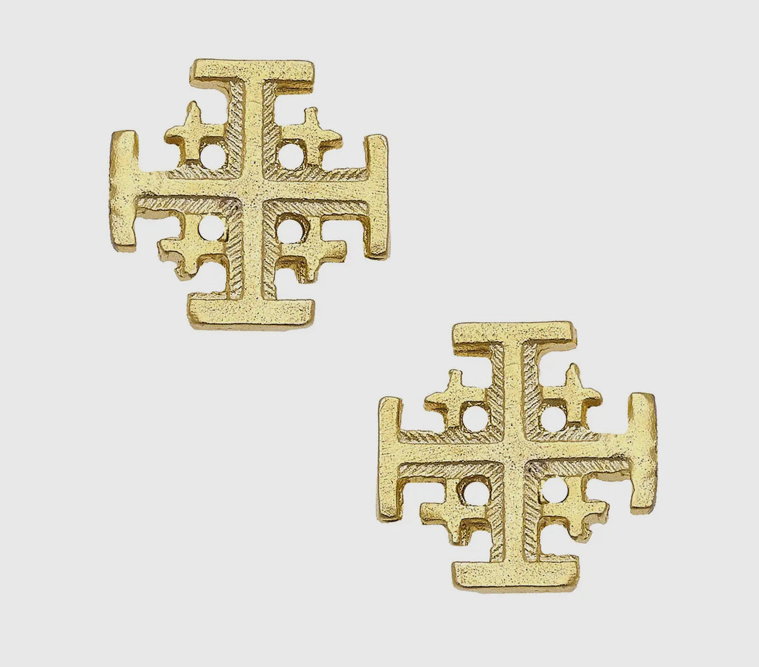 Susan Shaw Gold Multi Cross Stud Earring