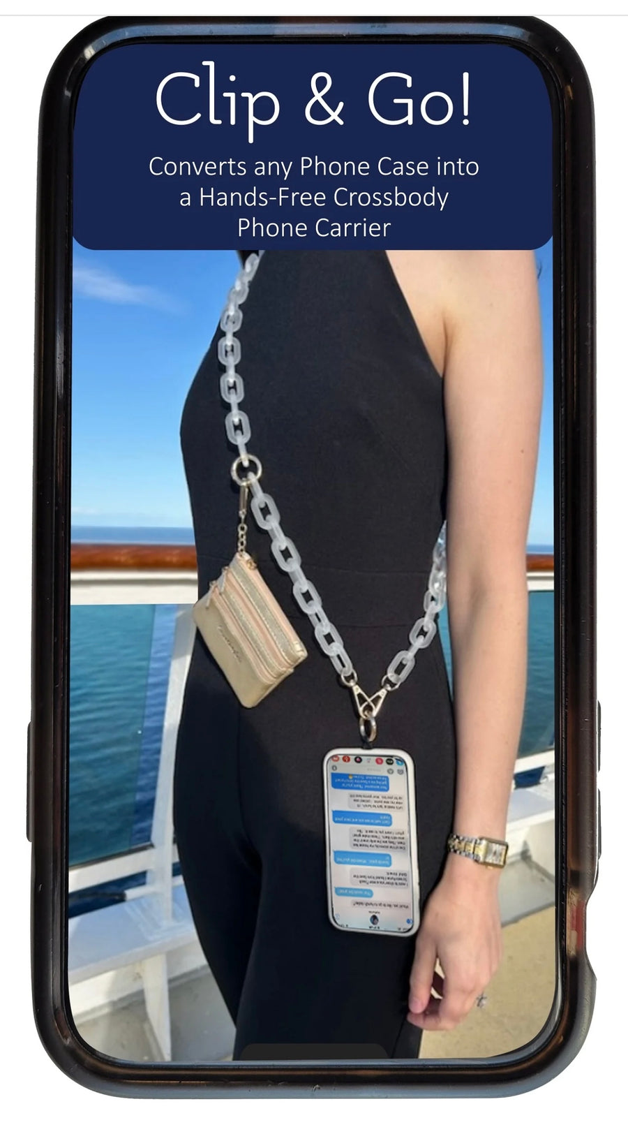 Save The Girls Clip & Go Ice Phone Chain and Pouch
