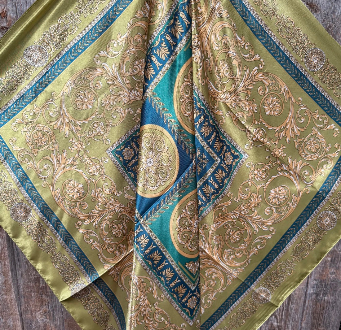Green & Teal Floral Wild Rag Scarf
