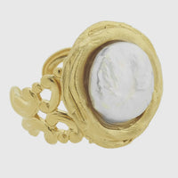 Susan Shaw Handcast Gold Pearl Adjustable Ring - The Shoppes at Coldwater