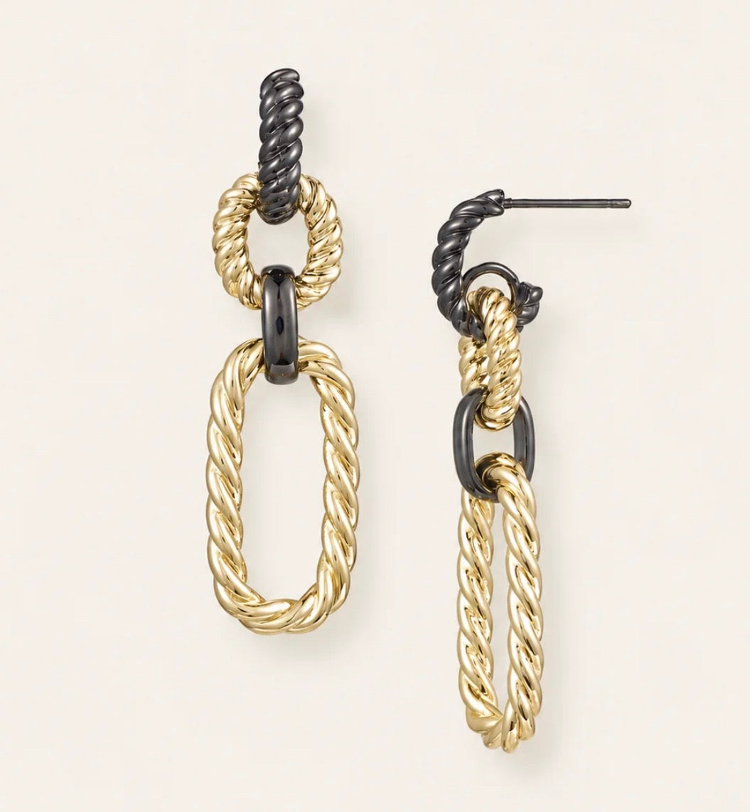 Natalie Wood | Legacy Link Statement Earrings-Gold/Black