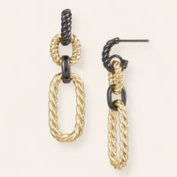 Natalie Wood | Legacy Link Statement Earrings-Gold/Black