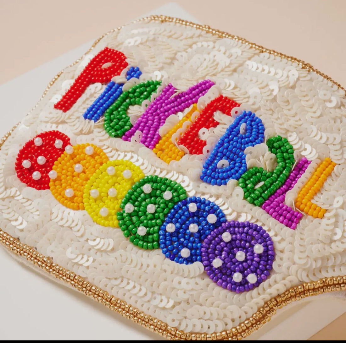 Pickleball Beaded Coin Pouch