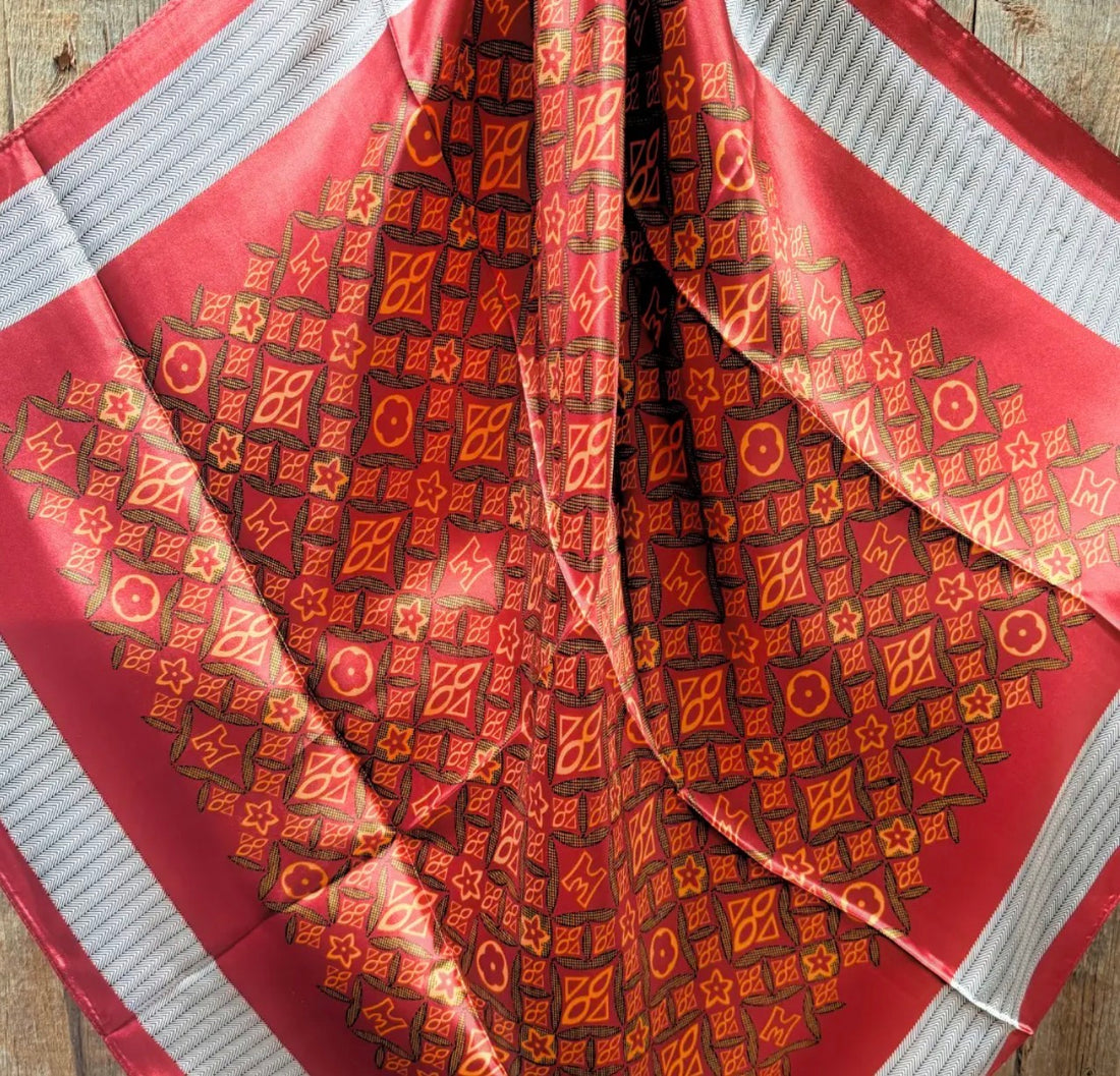 Red & Gold Multi Pattern Wild Rag Scarf