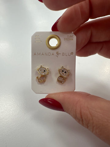 Gold Cat Earrings